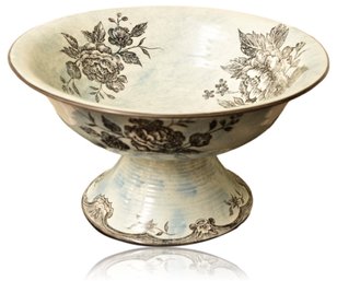 Maxcera French Toile Hand Painted Pedestal Bowl