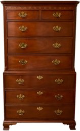 Baker Mahogany Chippendale Style Eight Drawer Chest On Chest (RETAIL $1,234)