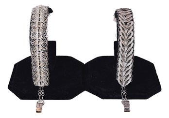 Pair Of Sterling Silver Filigree Bracelets