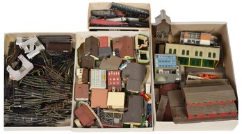 Collection Of Vintage Toy Trains, Tracks, Houses, Cars And More