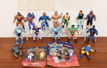Collection Of Vintage Action Figurines, Voltron Figurines And Masters Of The Universe Book
