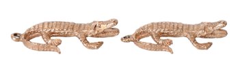 Pair Of Adorable 14K Yellow Gold Alligator Charms