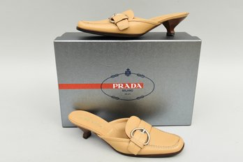 PRADA Kitten Heel Buckle Mules (size 36/6)