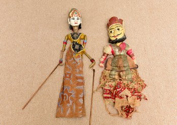 Pair Of Antique Gujarati Hand Made Indian Puppets