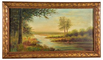 7/245 Oil On Board Painting Of A Riverscape Scene