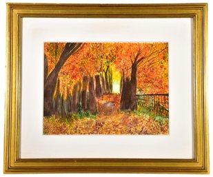 11/249 Signed Nilva 2000 Watercolor Painting Depicting A Fall Landscape Scene