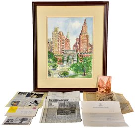 19/257 Signed Joseph Kahn Framed Watercolor Of Washington Square