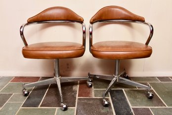 Pair Of Mid-century Daystrom Furniture Chairs On Casters