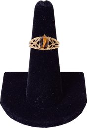 18Kt HGE (Heavy Gold Electroplated) Faux Tiger Eye Ring (Size 6)
