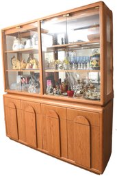 Vintage Oak Display China Cabinet