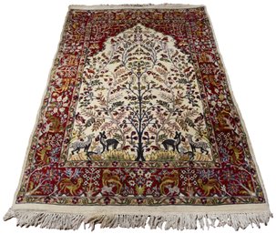 Hand Knotted Pictorial Hereke Area Rug With Signature