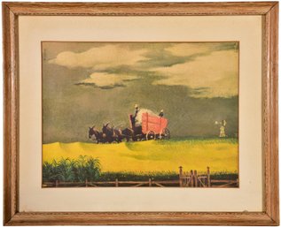 17/255 Signed Schreiber '39 Framed Vintage Print Depicting Horse Drawn Buggy