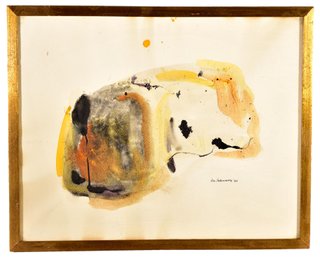 14/252 Signed Rita Schwartz '69 Framed Abstract Watercolor On Paper