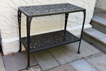 St Augustine Cast Aluminum Outdoor Two Tier Console Table