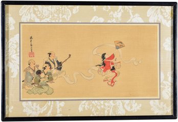 23/261 Vintage Framed Japanse Woodblock Print By Itcho Hanabusa (1652-1724) Titled 'The Nunezarashi Dance'