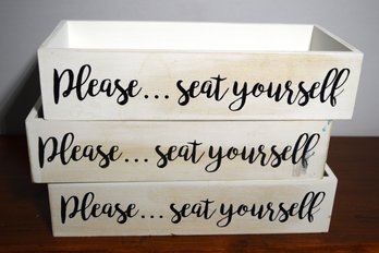 Set Of Three Menu Holder Boxes- Please...seat Yourself