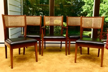 Set Of Five Pace Designs Mid-Century Dining Chairs With Cane Back