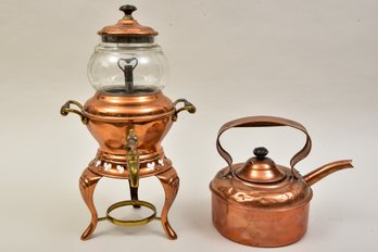 Copper Samovar Coffee Percolator And Copper Tea Pot