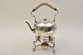 Antique English Kettle With Stand And Burner