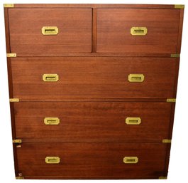 Campaign Five Drawer Chest With Brass Fittings