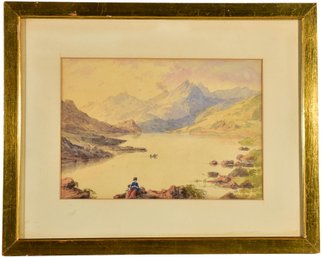 35/273 Framed Watercolor Painting Depicting Lake Mymbyr In Capel Curig