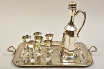 Sheffield Plated Cordial Set With Tray