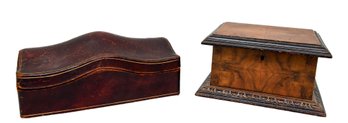 Vintage Leather Box And Wooden Keepsake Box