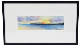 Janice Perlman Signed Watercolor Painting Tilted 'cancun Dusk'