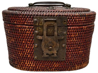 Antique Chinese Woven Travel Picnic Basket