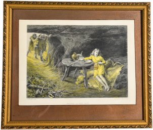 42/280 Framed Antique 1896 Engraving By D.I. Desvachez Titled 'Imogen In The Cave'