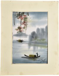 44/282 Signed Illegible Vietnamese Painting Depicting A Fisherman