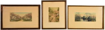 45/283 Set Of Three Wallace Nutting (1861-1941) Famed Chromolithographs