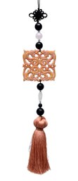 Chinese Pink Jade Beaded Tassel