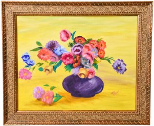 Signed Sadie Peters Framed Oil On Canvas Floral Still Life Painting