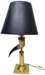 Faux Horn And Brass Table Lamp