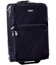 Vera Bradley Black Quilted Waffle Pattern Rolling Suitcase