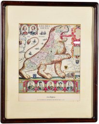 52/290 Framed Leo Belgicus Map Print Engraved By Jan Van Doetecum