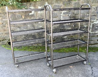 Pair Of French Iron Rolling Bookcases