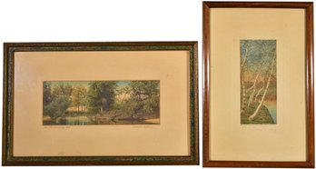 55/293 Pair Of Wallace Nutting Chromolithographs Titled 'The Swimming Pool' & 'The Silent Shore'