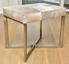 Made Goods Roger Hide Bench With Silver Metal Legs 1 Of 2 (RETAIL $1,400)