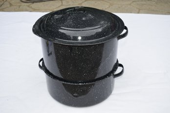 Large Black Three - Piece Clam/ Lobster Steamer Pot