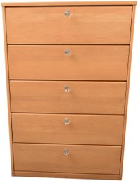 Baronet Canadian Furniture Company Five Drawer Maple Wood Dresser With Glass Draw Pulls