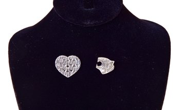 John Hardy Sterling Silver Heart And Designer 2010 Year Of The Tiger Tie Tack Pins