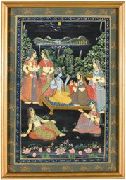 64/302 Scene From A Mughal Harem Framed Watercolor Painting