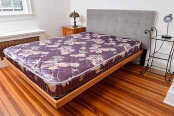 Queen Size Platform Bed With Micro-Suede Headboard