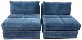 Pair Of International Furniture Upholstered Armless Chairs