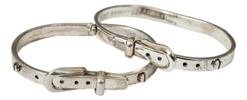 Pair Of Sterling Silver Child's Buckle Bangle Bracelets