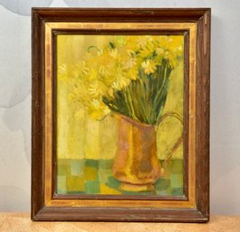 Still Life Framed Oil Painting Depicting A Vase And Flowers
