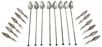 Set Of Eight Raimond Sterling Silver Stirrers And Set Of 12 Sterling Corn On The Cob Holders