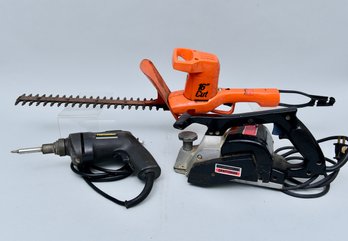 Sears Craftsman Power Planer (Model 315.17321), Black & Decker 16' Hedge Trimmer, Scrugun (Model 2034)